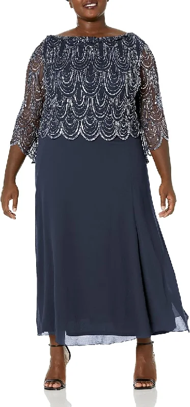 The Best Prices Navy 22W J Kara Plus Size Long Formal Dress Sale