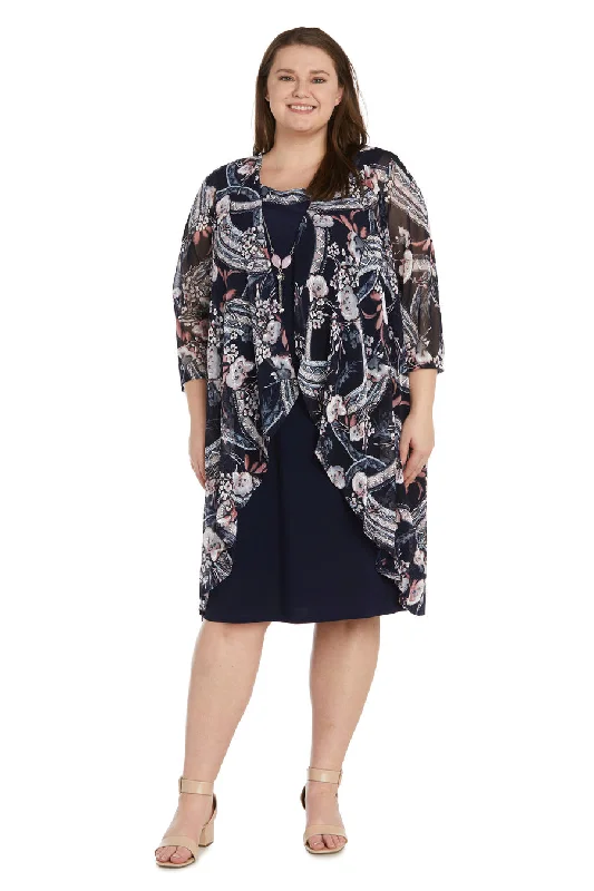 Grand Opening Sale R&M Richards 9447W Plus Size Print Short Jacket Dress