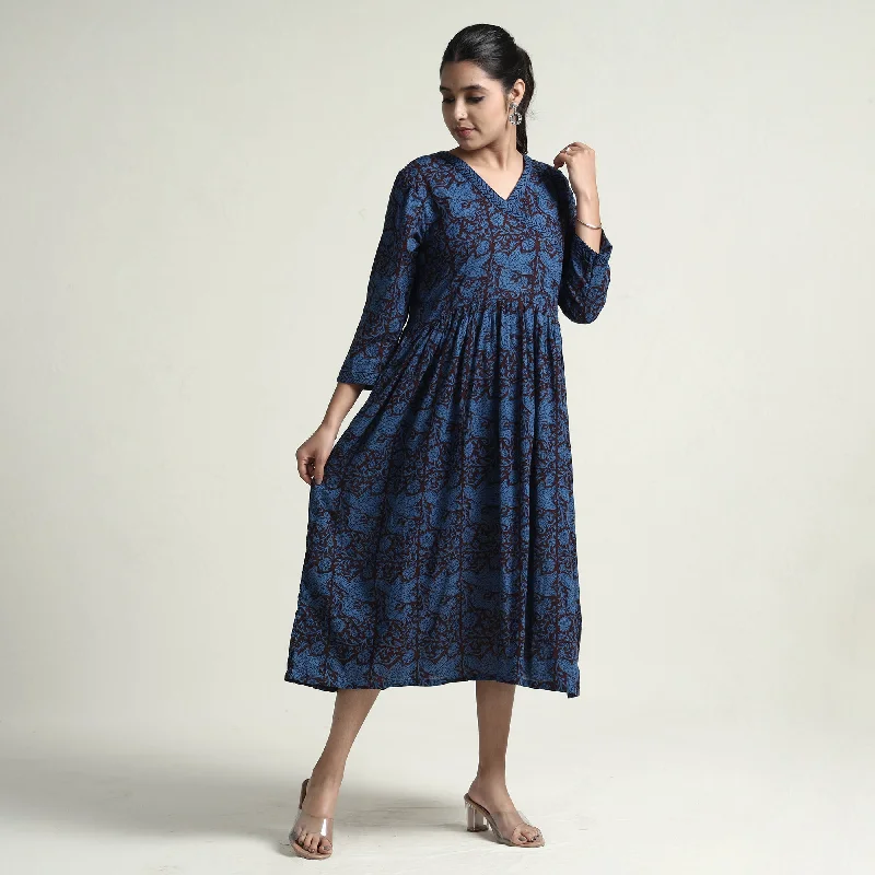 Crazy Deals Blue - Bagh Block Printed Cotton Dress