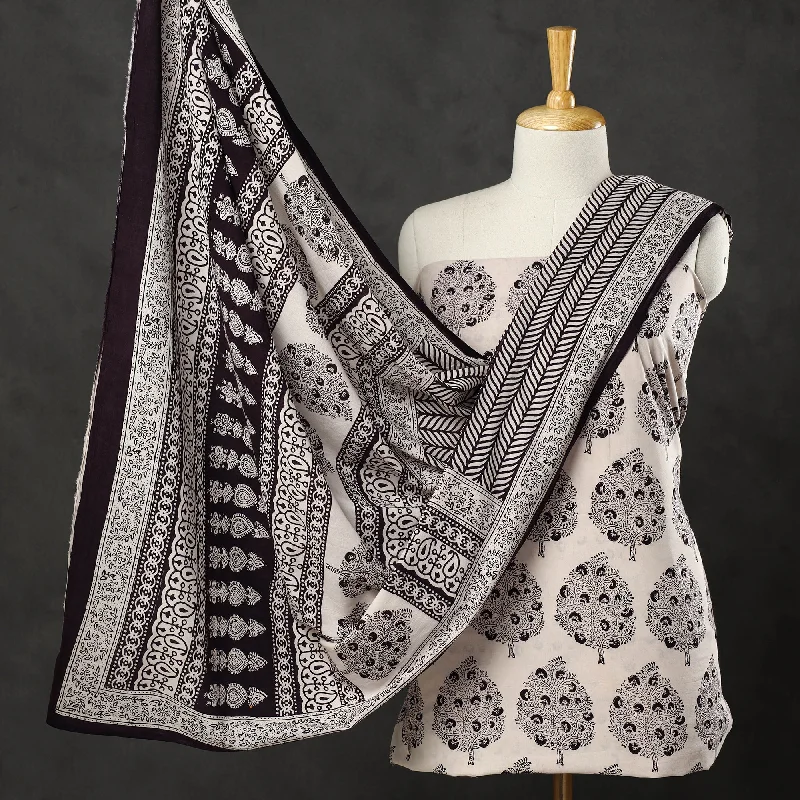 Buy Now White - 3pc Cotton Bagh Print Suit Material Set 28