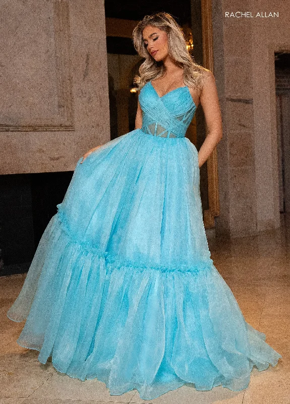 Act Fast Rachel Allan 70815 Long Formal Tiered Ball Gown Pleated Prom Dress