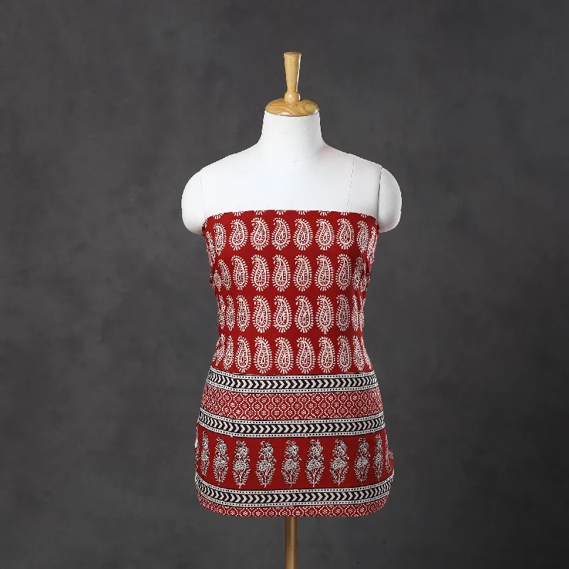 Today’s Deal Red - Natural Dyed Cotton Bagh Print Kurta Material (2.1 m) 32