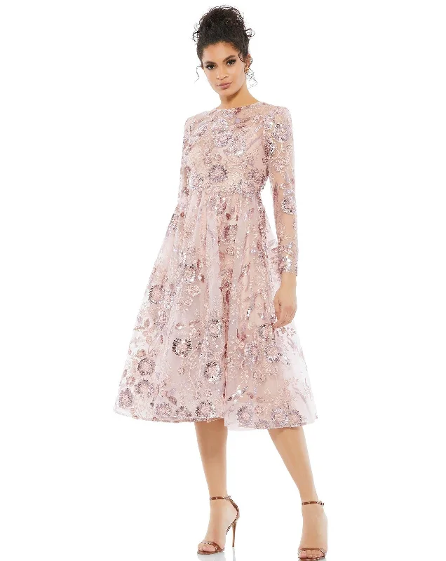 Crazy Savings Mac Duggal 67849 Long Sleeve Floral Short Dress