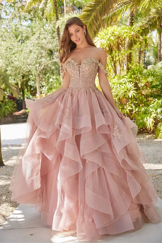 Exclusive Deal Ellie Wilde EW35084 Prom Long Ball Gown Layered Glitter Formal Dress Exclusive Deal Ellie Wilde EW35084 Prom Long Ball Gown Layered Glitter Formal Dress