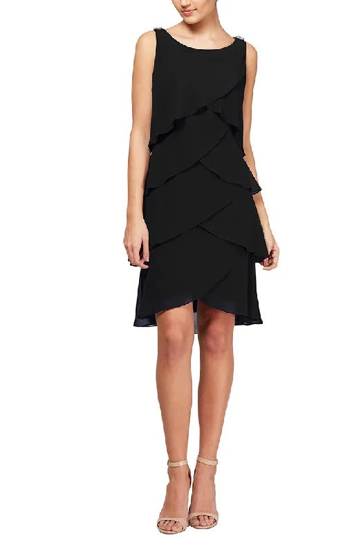 Online Exclusive SL Fashions 414044 Tiered Short Cocktail Dress