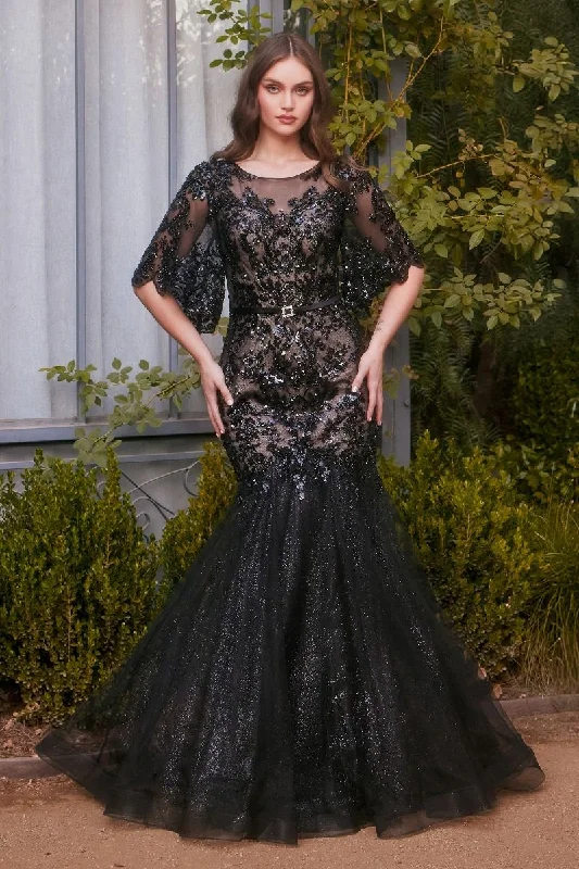 Hurry In Andrea & Leo A1377 Long Mermaid Gown Floral Sequin Formal Dress
