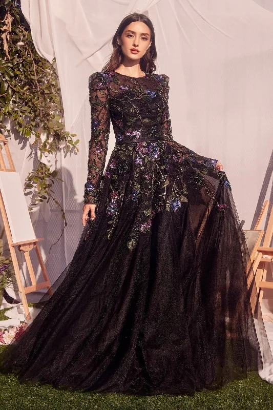 Sale Event Andrea & Leo MA107 Long A Line Floral Layered Formal Dress