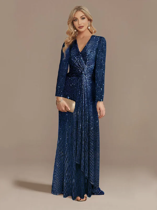 Price Drop Long Sleeve Sparkling Formal Dress Sale