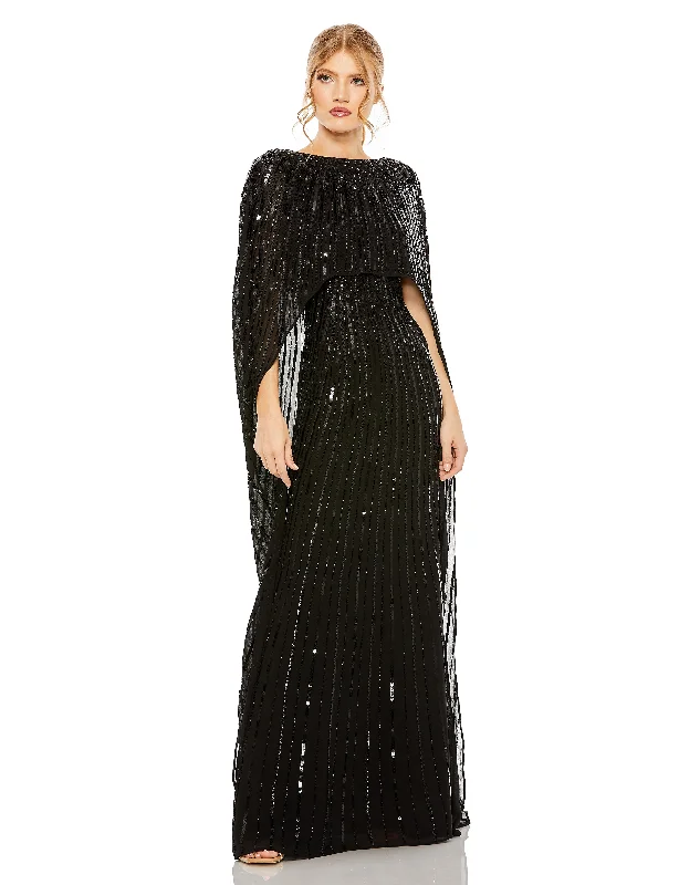 Unbeatable Prices Mac Duggal 93869 Long Cape Sleeve Formal Dress