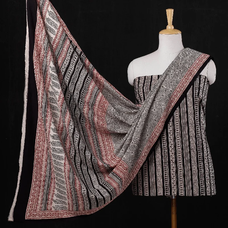 Discount Deals Black - 3pc Natural Dyed Cotton Bagh Print Suit Material Set 09