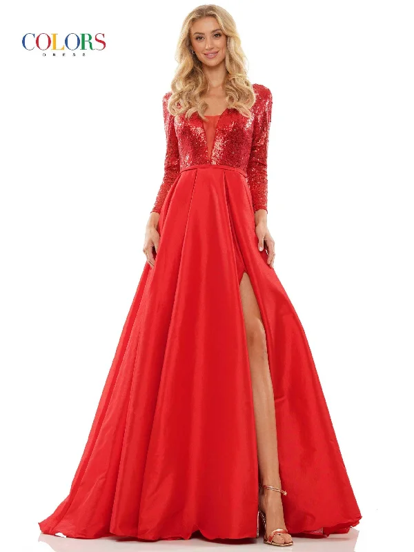 Overstock Colors 2981 Colors Long Sleeve Prom Dress