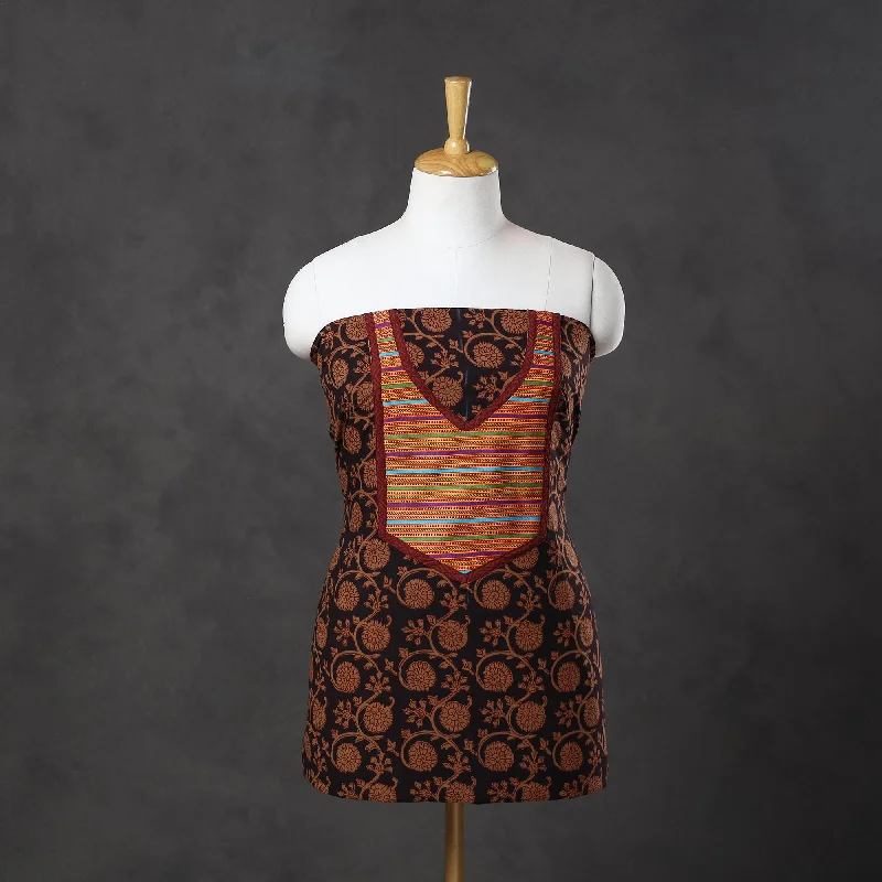 Lowest Price Black - Bagh Print Cotton Kurta Material with Patchwork (3m) 14