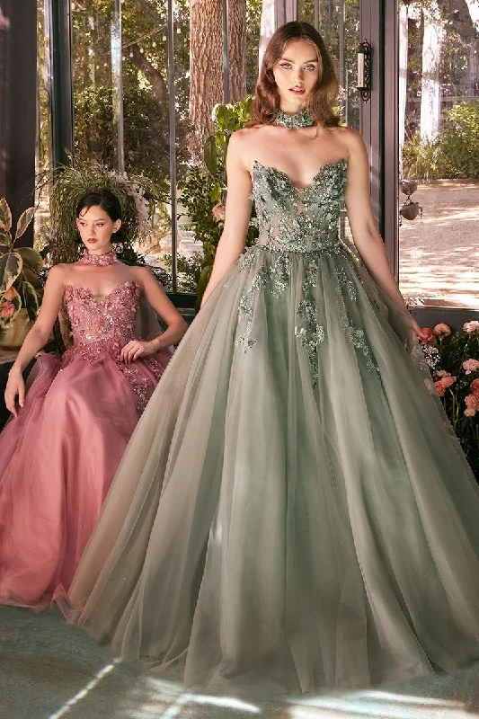 Overstock Sale Andrea & Leo A1399 Long Lace Formal Ball Gown Glitter Prom Dress