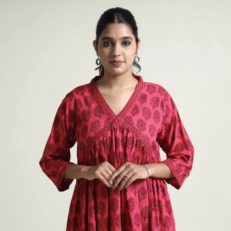Super Deal Dark Pink - Bagh Block Printed Cotton Dress