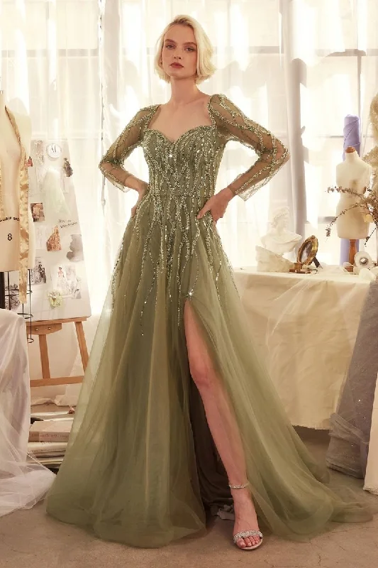 Massive Deals Andrea & Leo A1367 A Line Long Sequin Formal Dress
