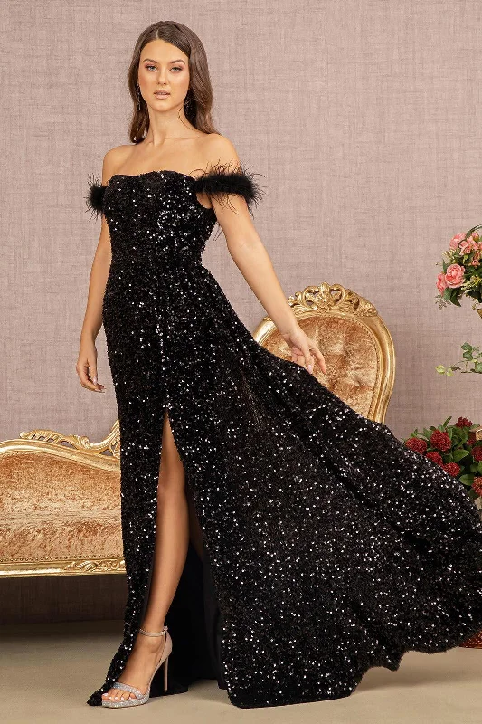 Exclusive Online Offer Long Off Shoulder Velvet Prom Dress