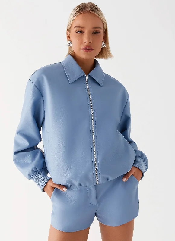 Fantastic Offers Aspen Oversized Bomber Jacket - Blue