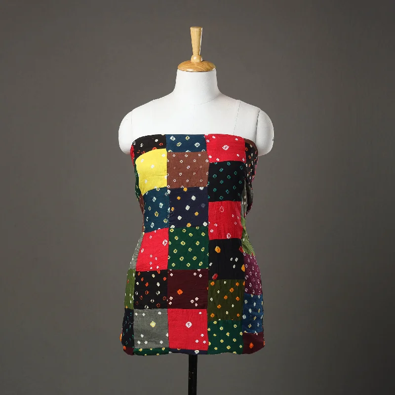 Online Exclusive Multicolor - Patchwork Tie-Dye Cotton Bandhani Kurta Material  (2.8m) 06