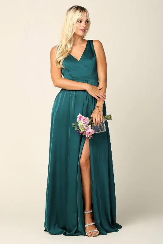 Blowout Sale Long Formal Sleeveless Satin Bridesmaids Dress Sale