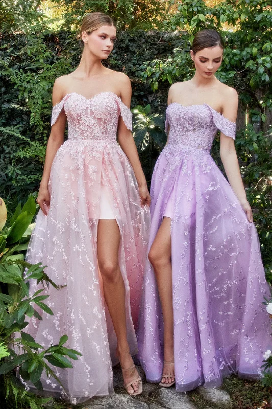 Deal Dash Andrea & Leo A1207 Long A-Line Off Shoulder Prom Dress