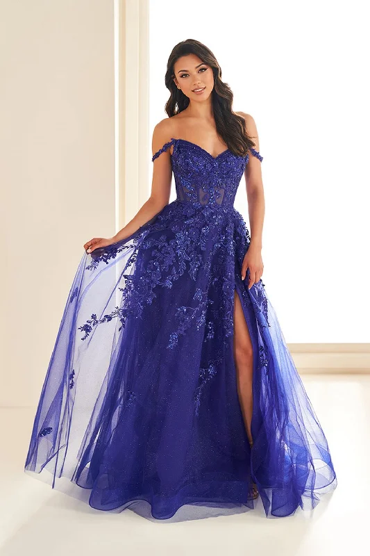 YEAR-End Sale Ellie Wilde EW36204 A Line Long Slit Formal Prom Evening Dress