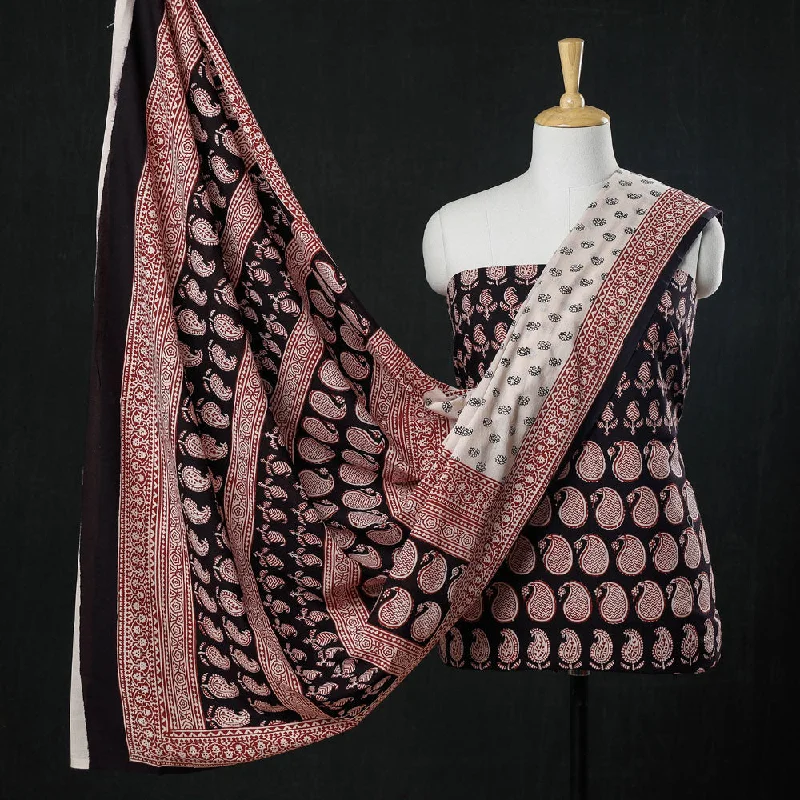 Customer Appreciation Sale Black - 3pc Natural Dyed Cotton Bagh Print Suit Material Set Customer Appreciation Sale Black - 3pc Natural Dyed Cotton Bagh Print Suit Material Set