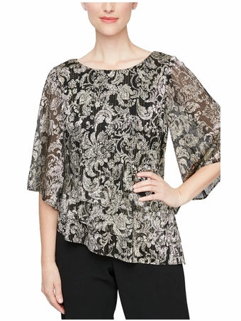 Limited Time Offer Alex Evenings 8327745 Black Gold L Sale