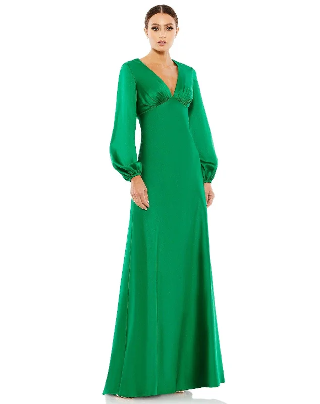 Price Rollback Mac Duggal 55693 Long Sleeve Formal Satin Dress