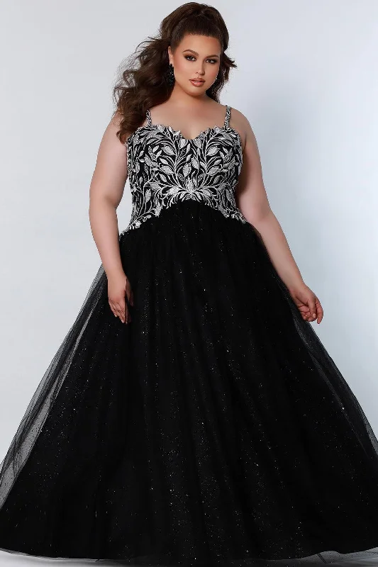 Deal Zone Sydneys Closet SC7329 Long Plus Size Ball Gown Glitter Prom Dress