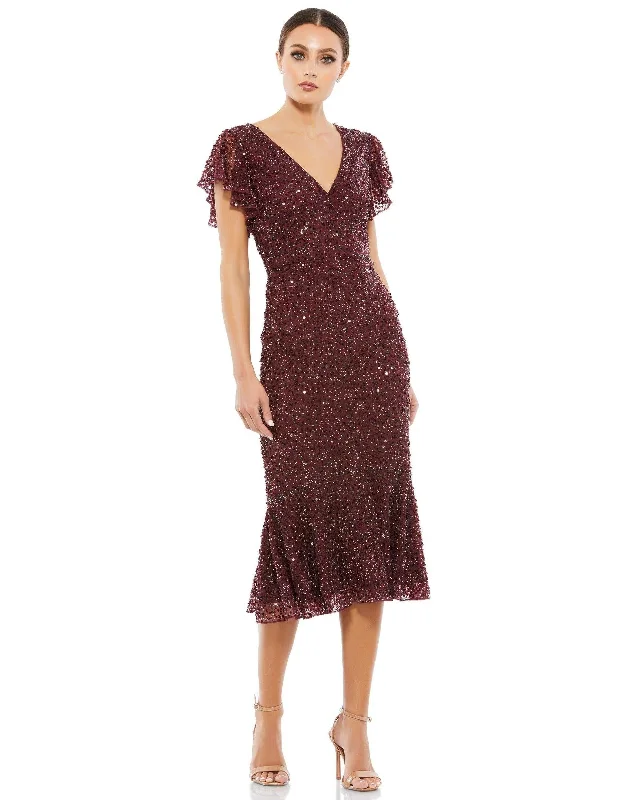 Best Deals Mac Duggal 10801 Short Cap Sleeve Ruffle Dress