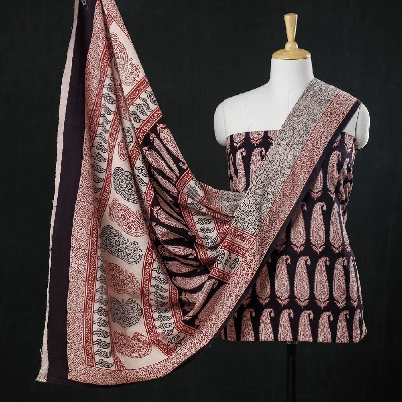 Loyalty Reward Black - 3pc Natural Dyed Cotton Bagh Print Suit Material Set