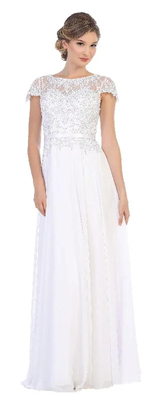 Unbeatable Prices White L Long Mother of the Bride Beaded Chiffon Formal Gown Sale