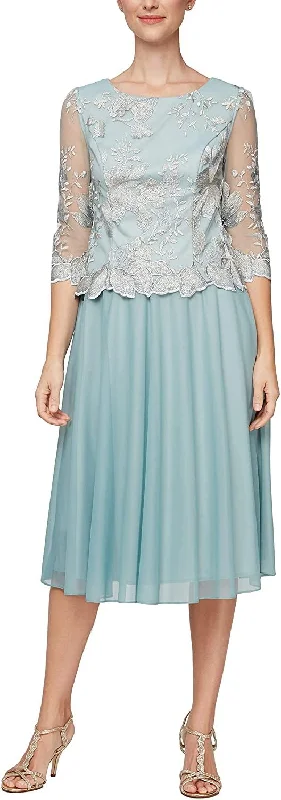 Great Deals Alex Evenings AE81122420 Tea Length Formal Dress Sale