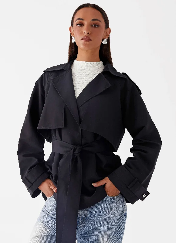 Final Markdown Ace Of Spades Cropped Trench Coat - Black