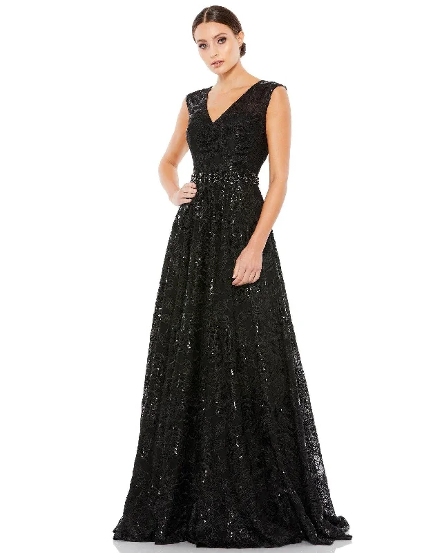 Year-End Sale Mac Duggal 12413 Long Formal Floral Lace Dress