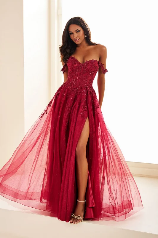 Special Offer Ellie Wilde EW35101 A Line Long Formal Glitter Prom Dress