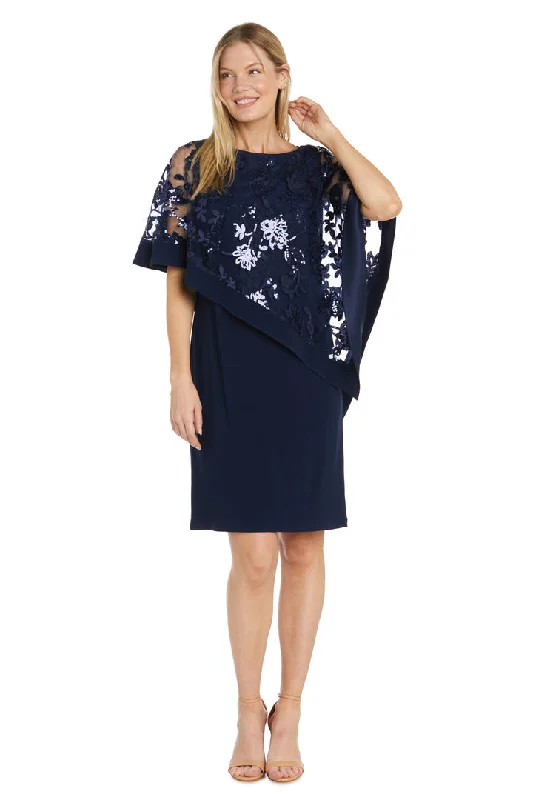 Super Deal R&M Richards 2851 Short Sequin Floral Poncho Mother of the Bride Dress