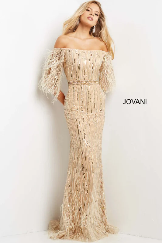 Super Sale Jovani 07195 Long Ruffle Sequin Formal Prom Dress