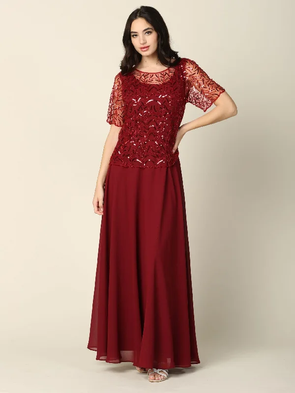 Take Advantage Mother of the Bride Beaded Long Formal Chiffon Gown Sale
