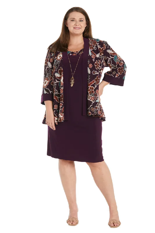 YEAR-End Clearance R&M Richards 1389W Short Plus Size Printed Jacket Dress