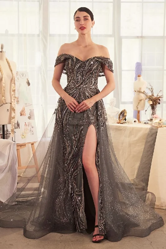 Extra Savings Andrea & Leo A1375 Fitted Long Overskirt Beaded Formal Prom Dress