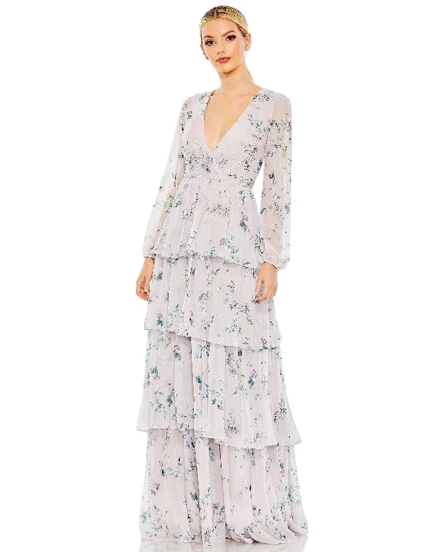 Closeout Mac Duggal 55815 Long Formal Floral Print Dress