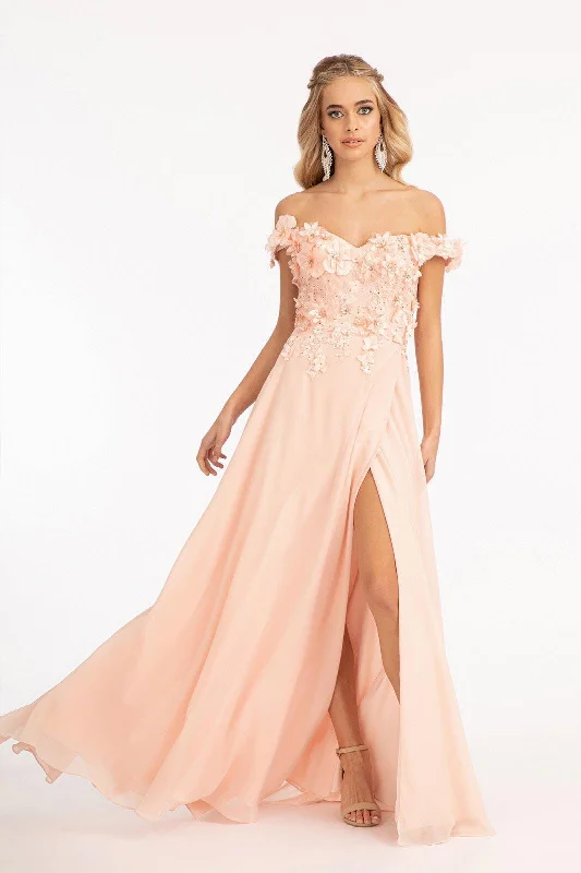 Discount Extravaganza Long Off Shoulder Formal Chiffon Prom Gown Sale