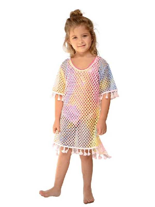 Mega Sale Girl's fishnet mesh dress with a racer back detail