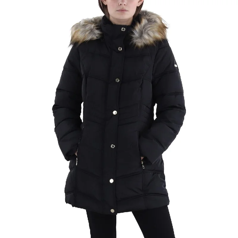 Major Savings Womens Faux Fur Trim Hooded Puffer Jacket