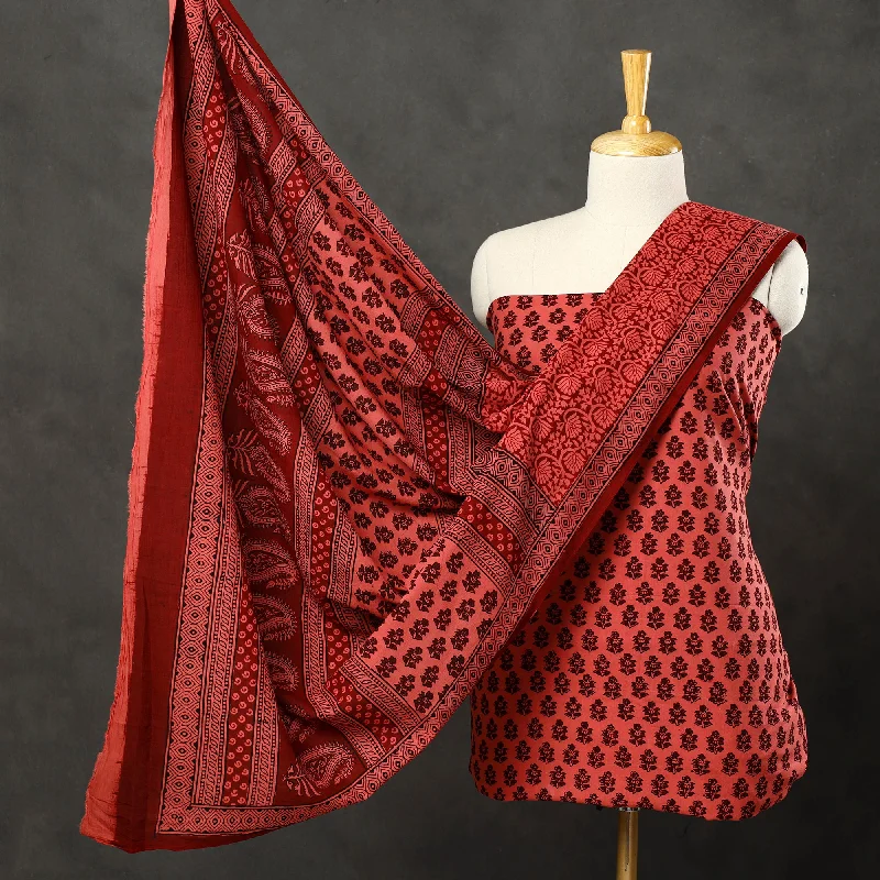 Act Now Red - 3pc Bagh Print Cotton Dress Material Set 82