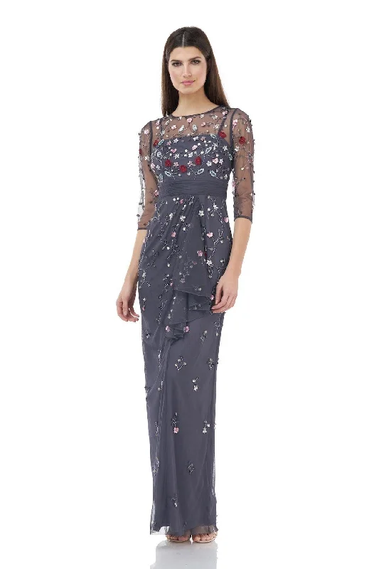 Bonus Savings JS Collections Long Formal Floral Beaded Gown Sale