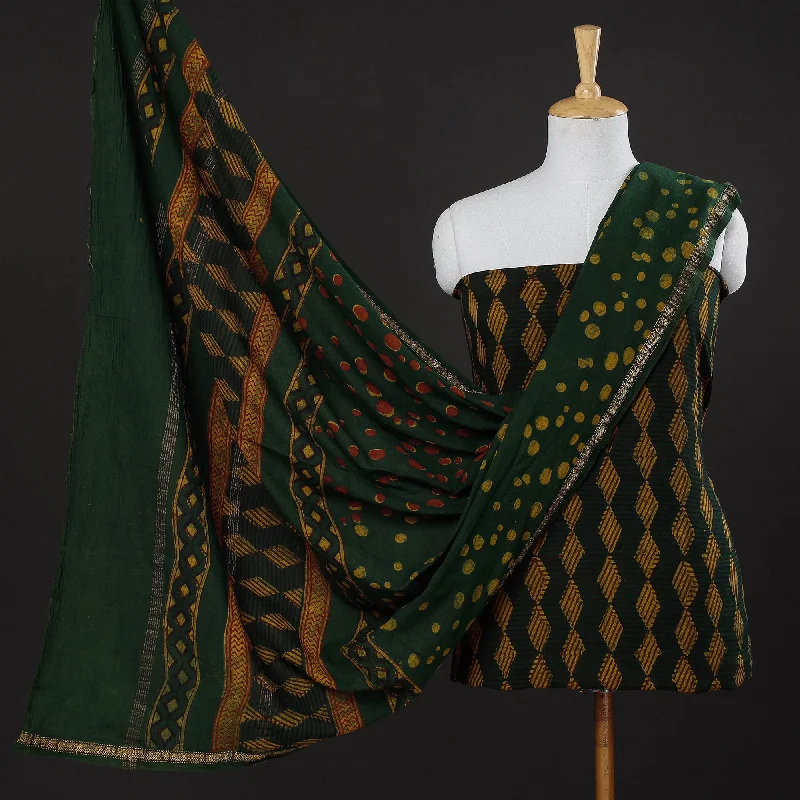 Mega Sale Green - 3pc Akola Block Printed Cotton Suit Material Set