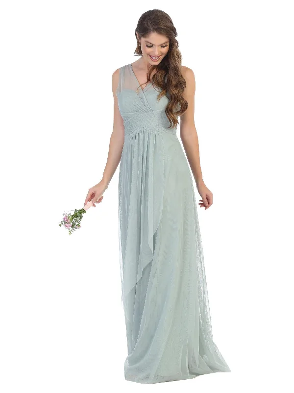 Special Discount Long Formal Bridesmaids Sleeveless Tulle Dress Sale