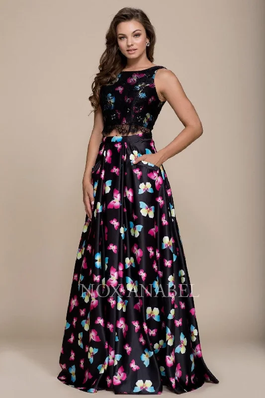 Fantastic Offers Long Butterfly Print Two Piece Prom Dress Sale